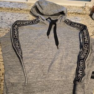 Calvin Klein Heather Gray Hoodie with Black Logo Accents